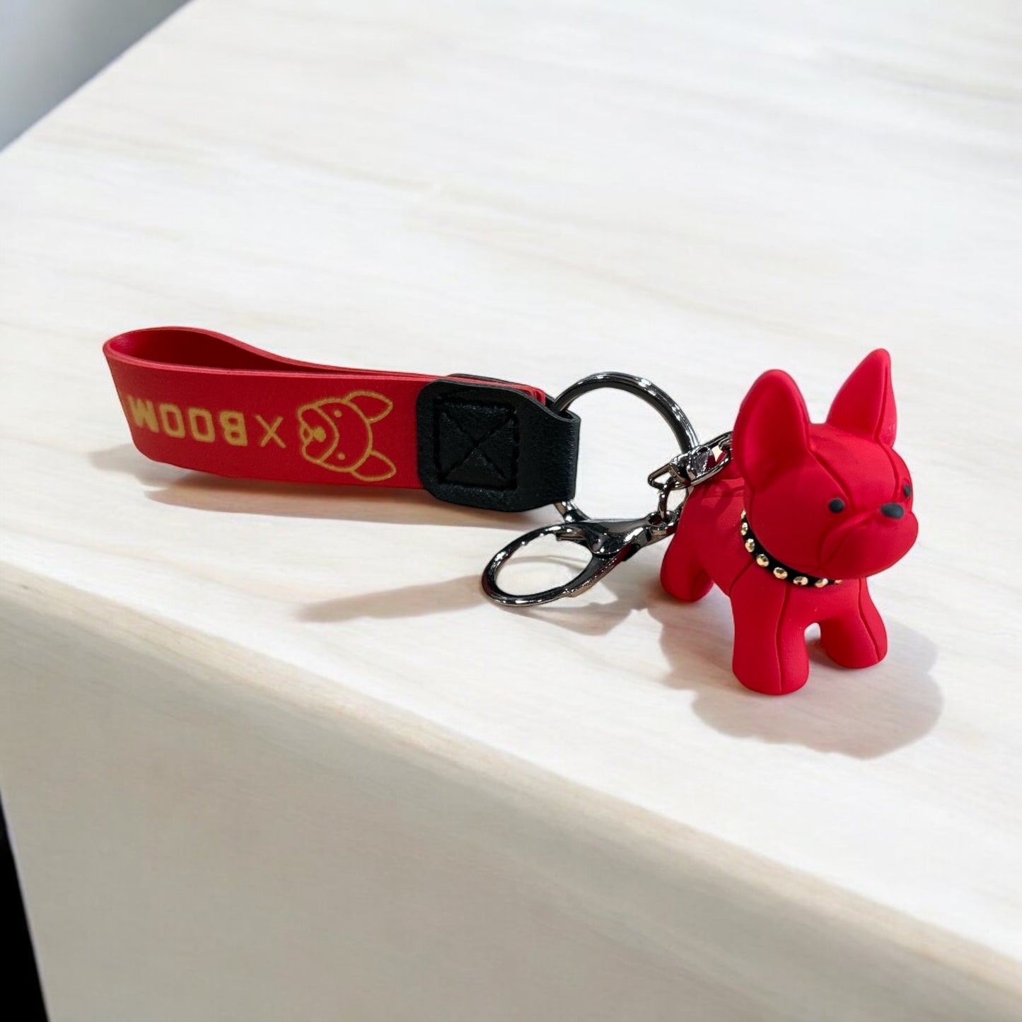 Keychain - pug dog (red)
