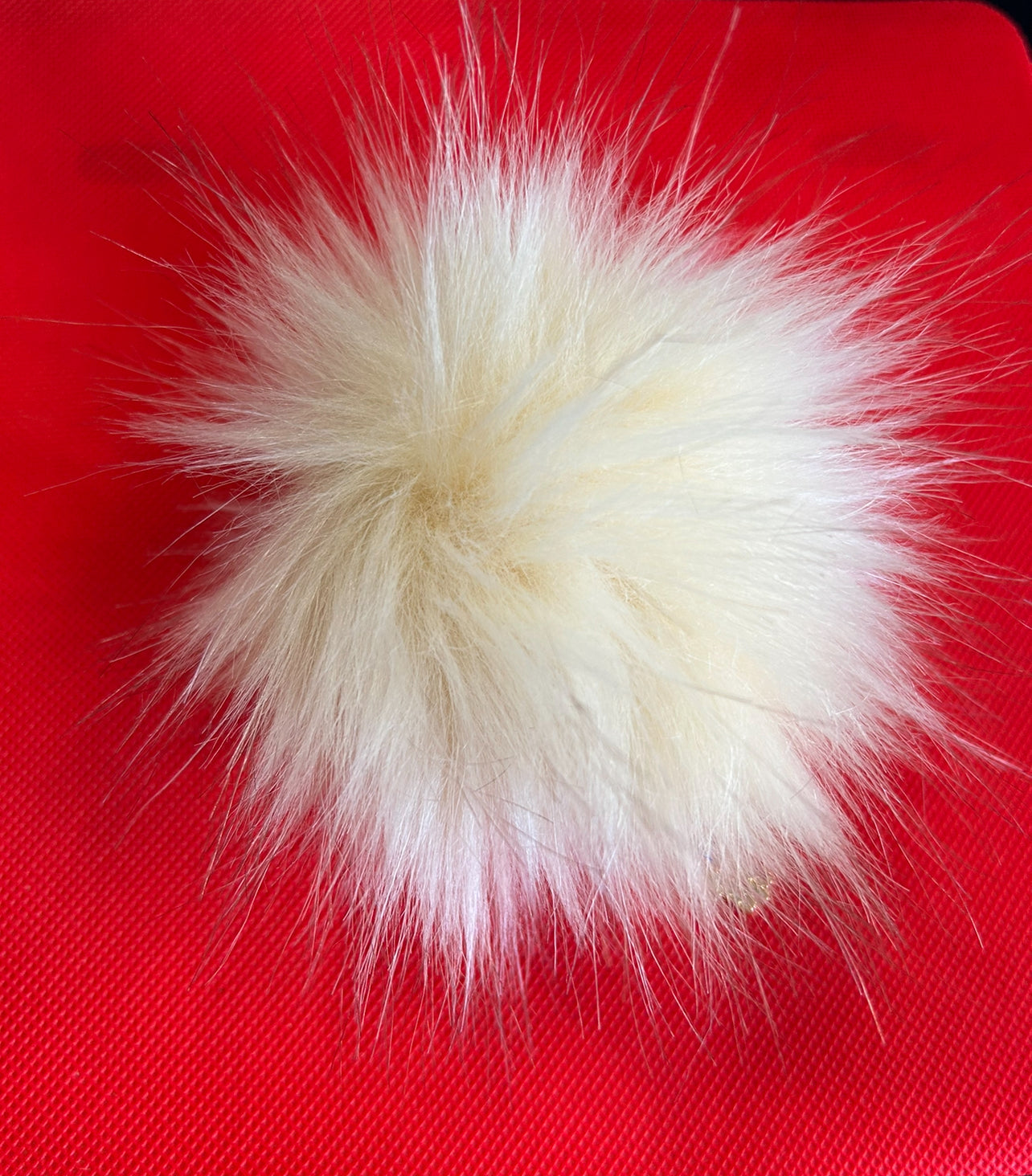 Keychain - Fox Fur Pom Pom - (White)