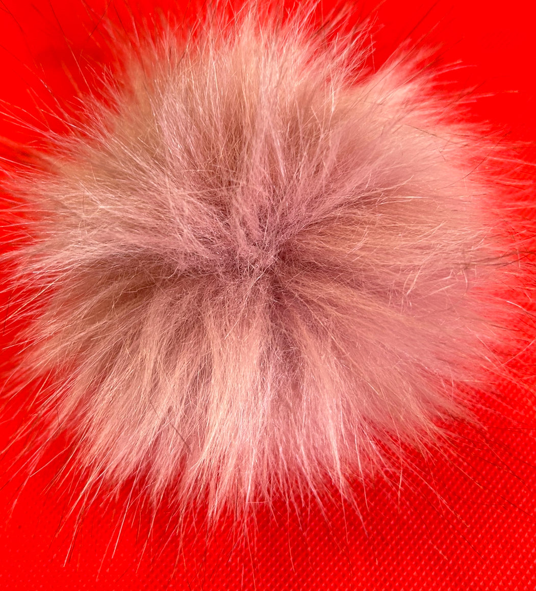 Keychain - Fox Fur Pom Pom - (Dirty Pink)