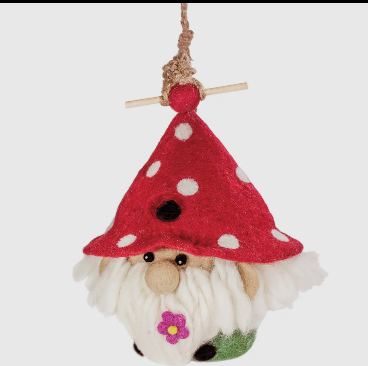 Wild Woolies Hand Felted Gnome Birdhouse