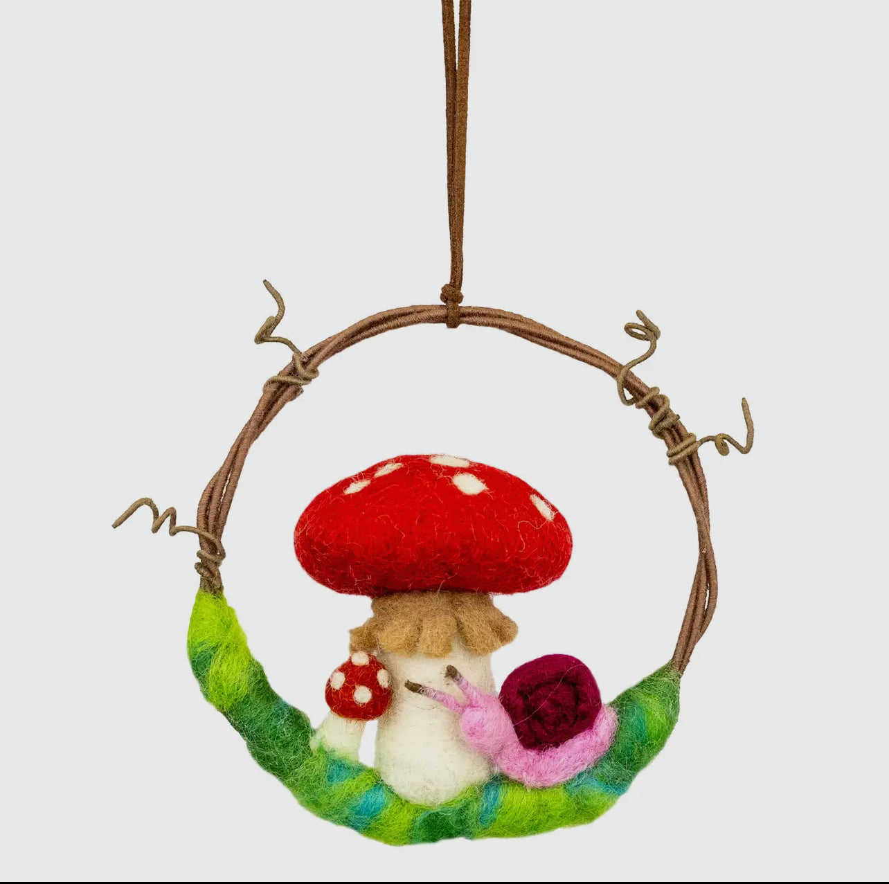 Wild Woolies - Hand Felted Mushroom Snail Mini Wreath