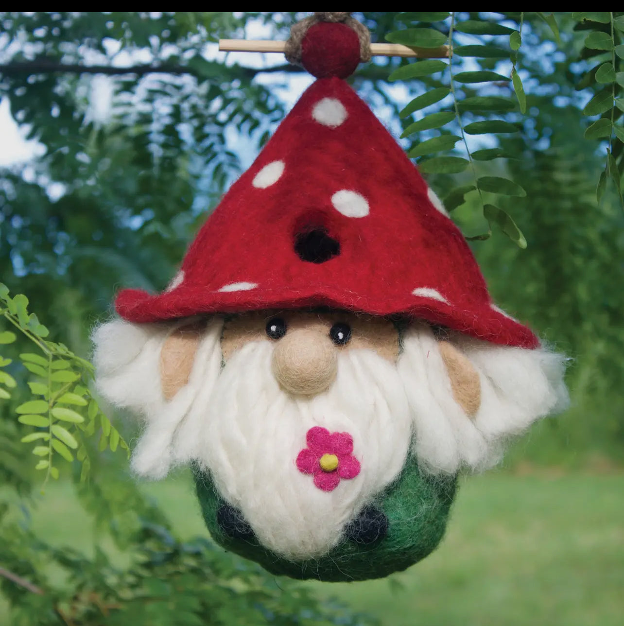 Wild Woolies Hand Felted Gnome Birdhouse